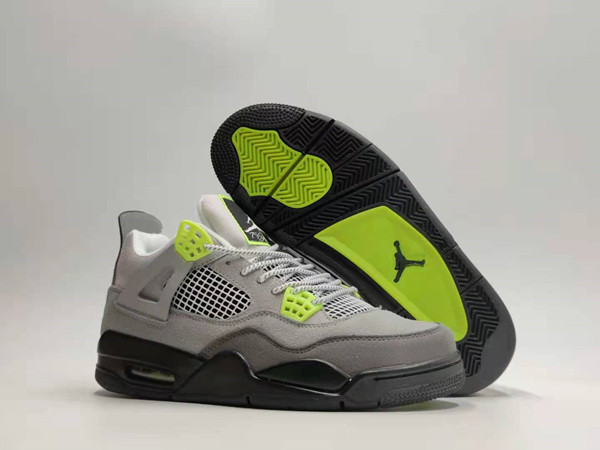 Men's Hot Sale Running weapon Air Jordan 4 Grey/Green Shoes 0102